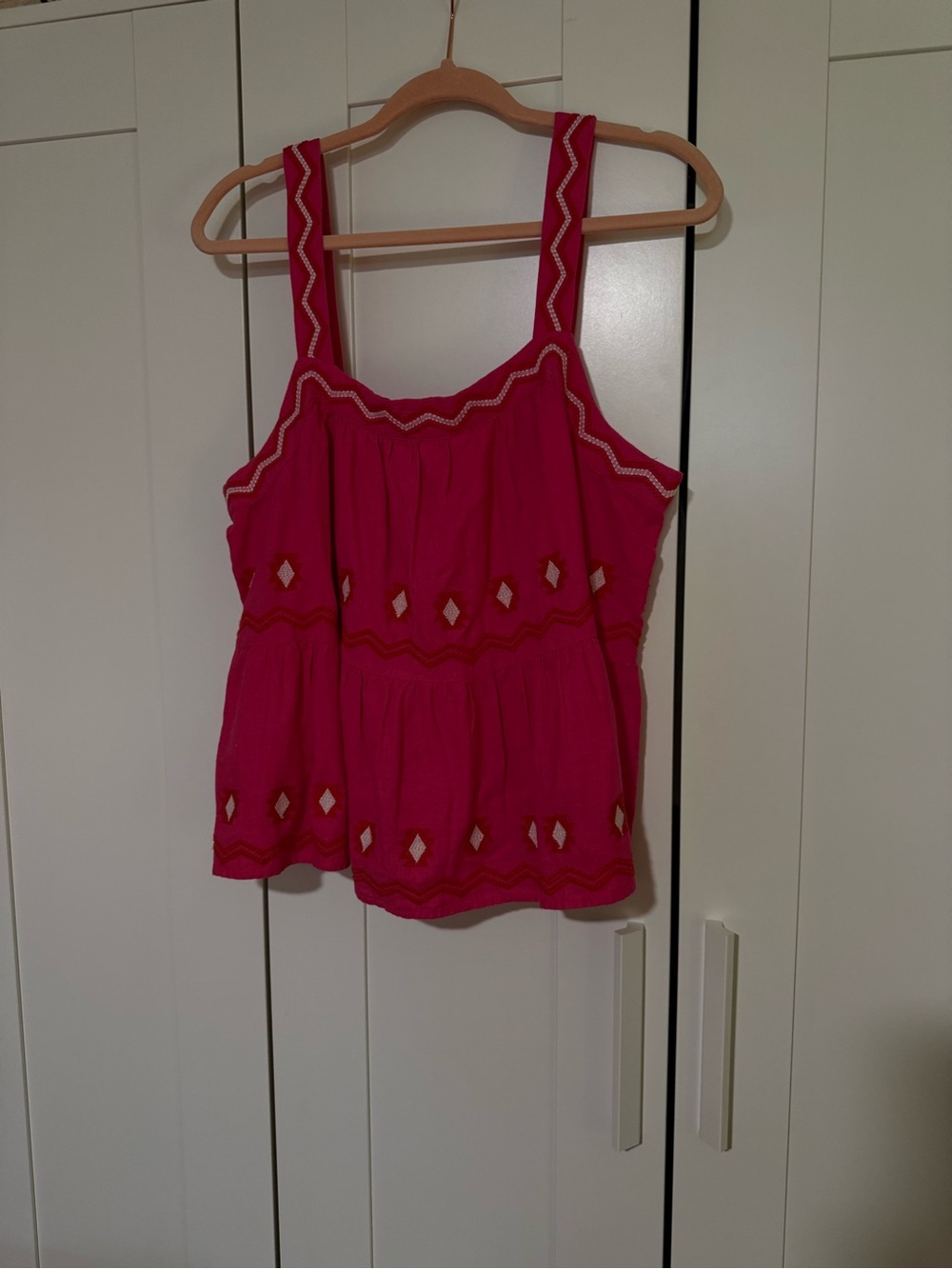 LOFT Hot Pink Embroidered Tank Top